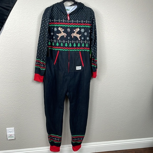 NWT Tipsy Elves Fair Isle Rudolph Jumpsuit Cozy Onesie Deer Christmas Sz M - Picture 4 of 13